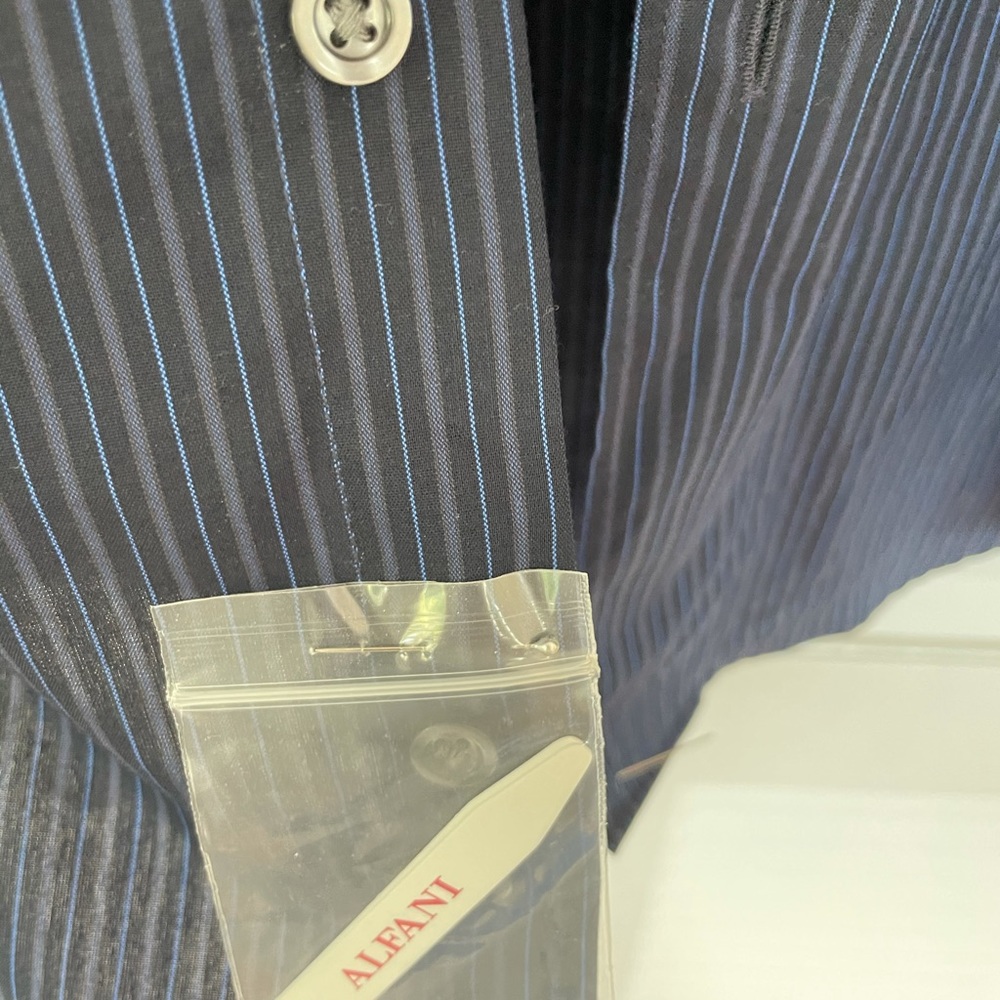 NWT Men’s Alfani Navy striped button down shirt size XL - Picture 7 of 8